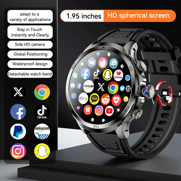 H19 Smart Watch Card Full Network Android  GPS Bluetooth 1.95-inch 900W Rotating Camera 8+128G Large Memory Latest Version