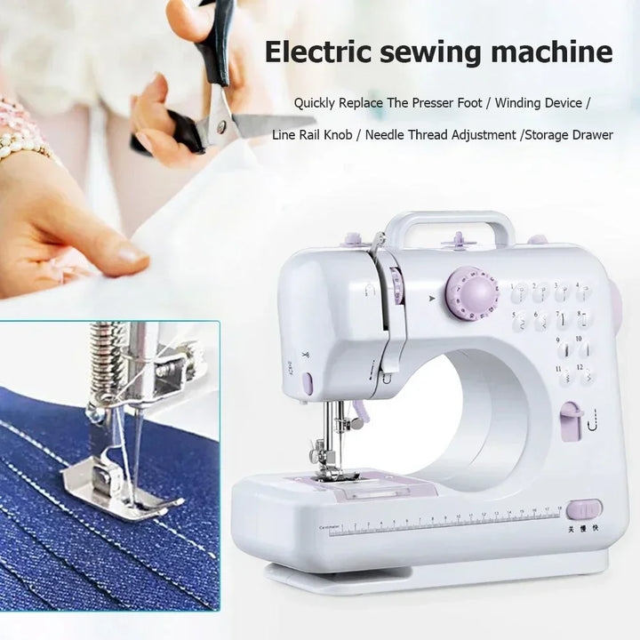 Sewing Machine Portable Mini Electric Household Crafting Mending Overlock 12 Stitches